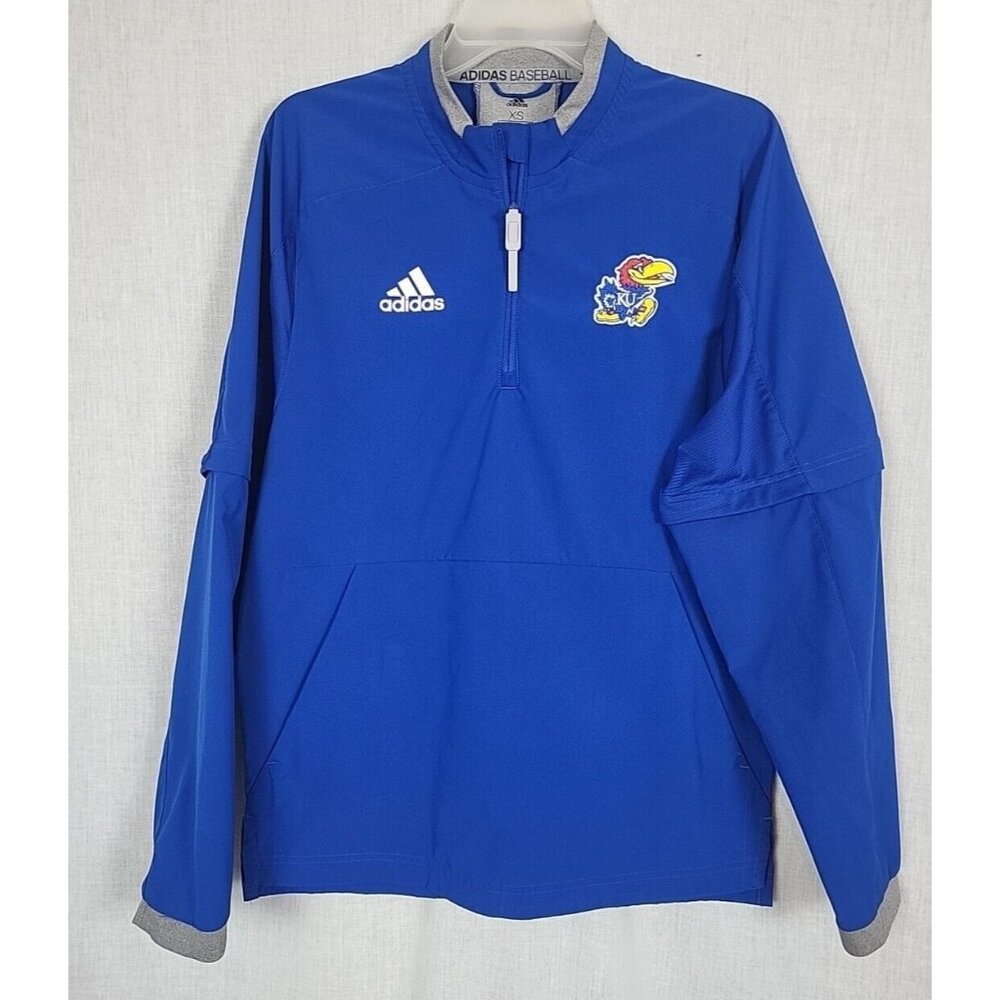 Adidas Pullover KU Kansas Windbreaker Mens XS Unisex Lightweight Jayhawk